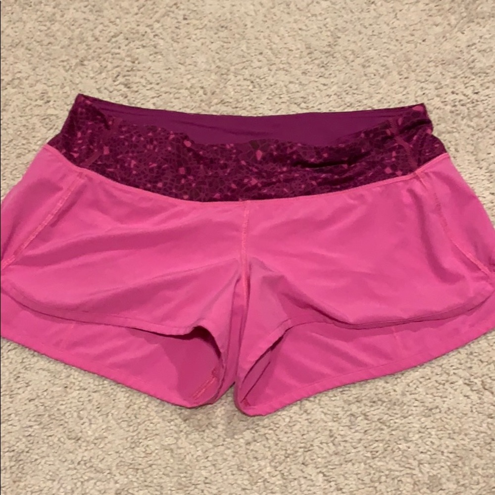 Pink lululemon speed shorts